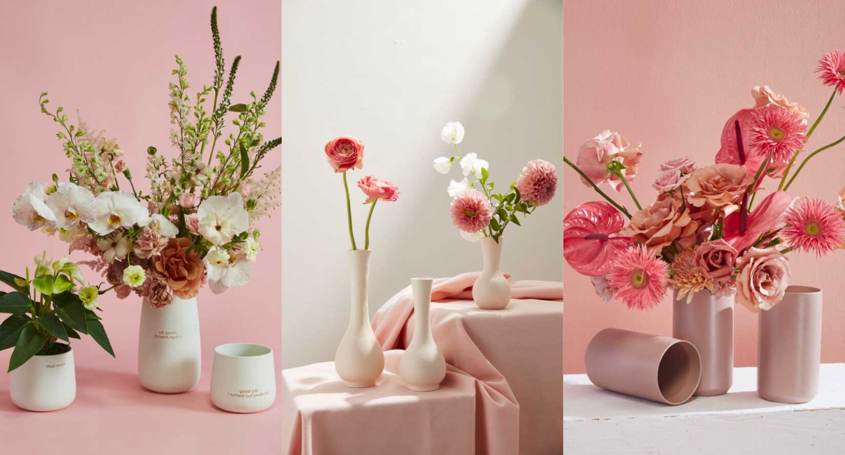 Hero image featuring Mother's Day flower vases and pots