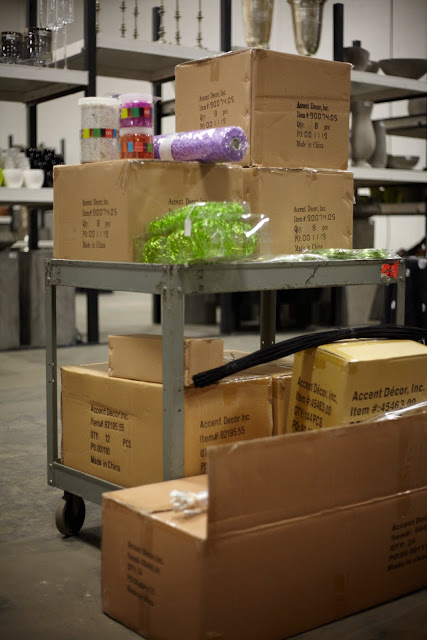 Accent Decor accessories and boxes in wholesale warehouse