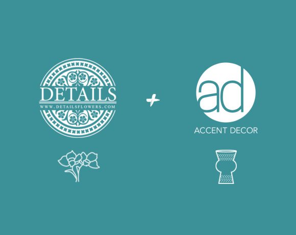 Graphic image depicting the Accent Decor logo and Details Flowers logo.