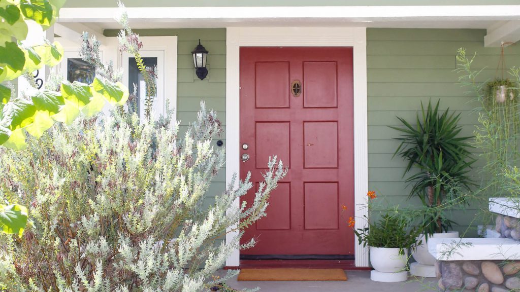 Green home with outdoor plants