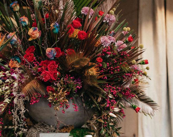 Floral design in Newport compote