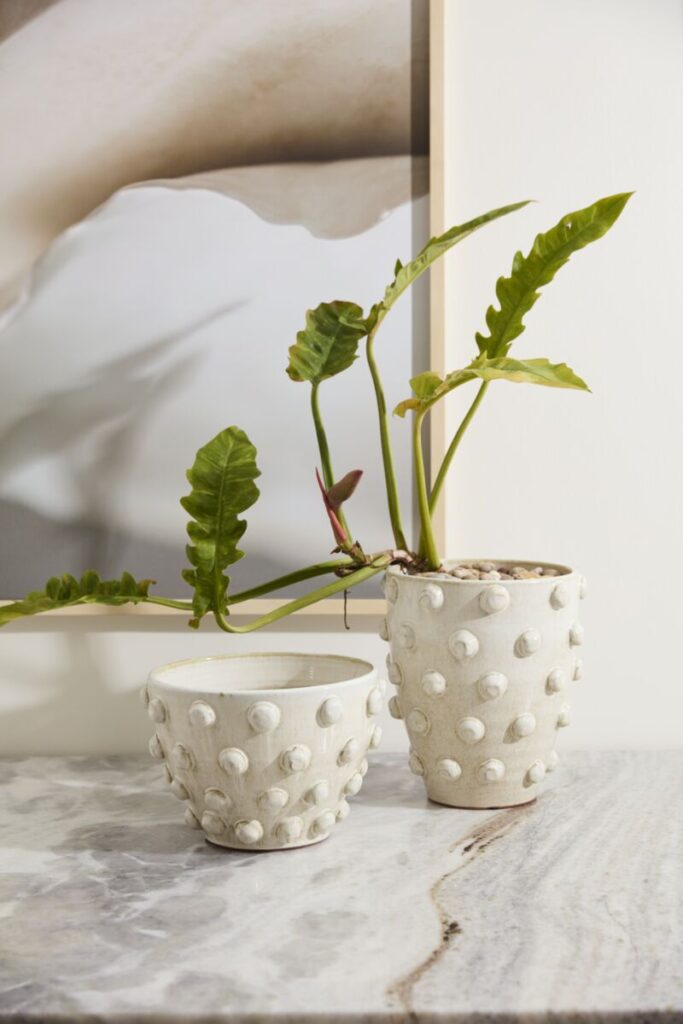 Taupe, neutral wholesale home decor accents featuring organic and top a table, stylishly arranged.