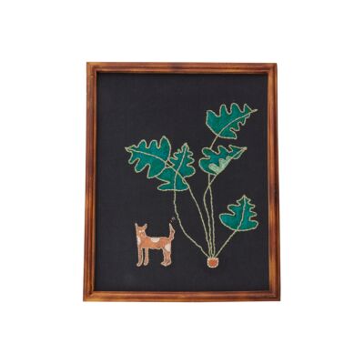 Happy Dog Embroidered Wall Art