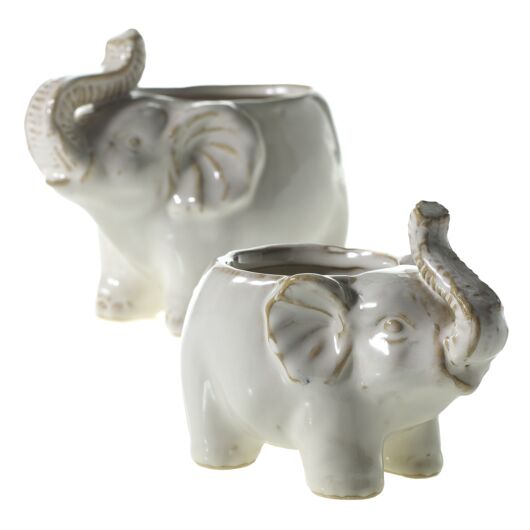 Accent Plus Small White Ceramic Elephant 