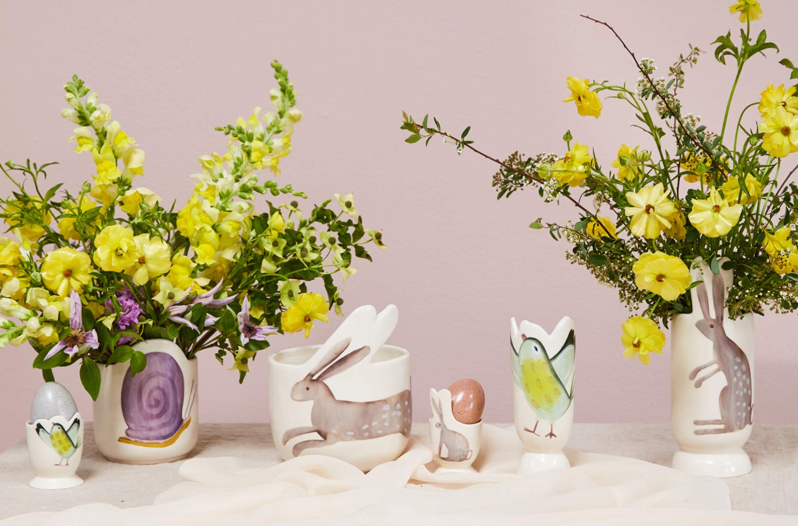 Hero image featuring spring critter vases and vessels
